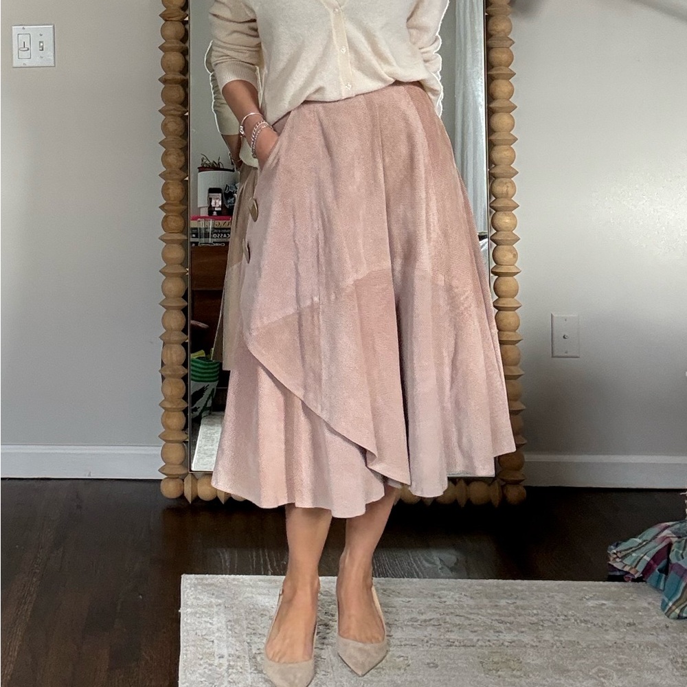 Vintage Made in Italy Perforated Suede Skirt Blush Pink - Picture 5 of 14